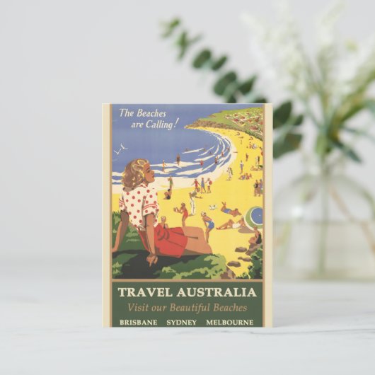 Australische vintage poster briefkaart (Staand voorkant)
