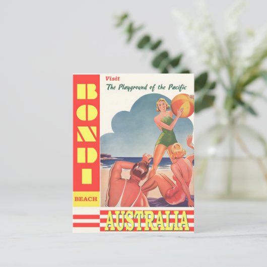 Australische vintage poster feestdagenkaart (Staand voorkant)