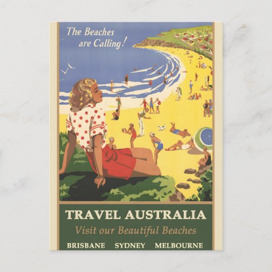 Australische vintage poster feestdagenkaart (Voorkant)