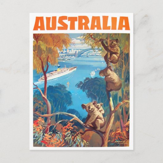 Australische vintonijnreis briefkaart (Voorkant)