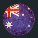 Australische vlag antiqued stijl dart board dartbord<br><div class="desc">Een unieke antiek stijl Australië vlag dart board in rode,  witte en blauwe tinten. Ontworpen met behulp van de vlag van Australië en het toevoegen van een beetje  behandeling. Geproduceerd door Sarah Trett. Zou er geweldig uitzien in een Australische patriottische bar,  slaapkamer of lounge.</div>