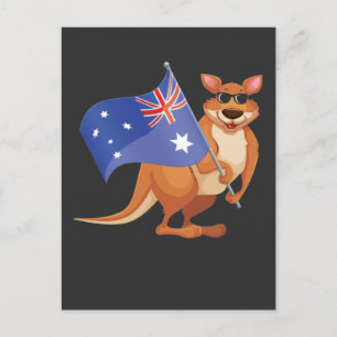Australische vlag Aussie Kangaroo met zonnebril Briefkaart