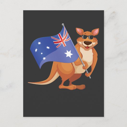 Australische vlag Aussie Kangaroo met zonnebril Briefkaart (Voorkant)