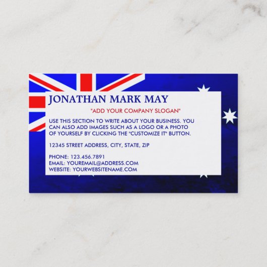 Australische vlag, Australië Visitekaartje (Achterkant)