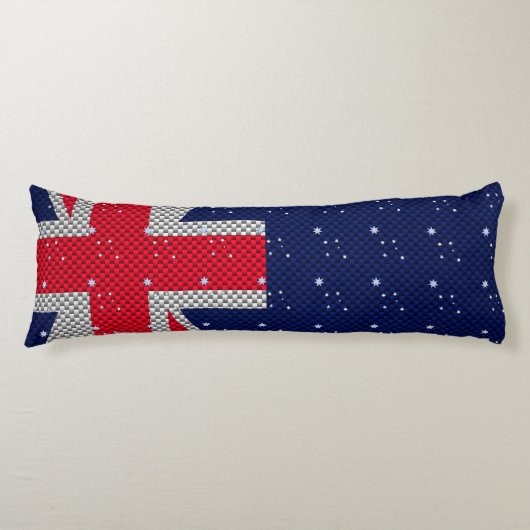 Australische vlag: Carbon Fibre Chrome Decor Lichaamskussen (Voorkant)