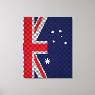 Australische vlag - Carbon Fibre Chrome Style Canvas Afdruk