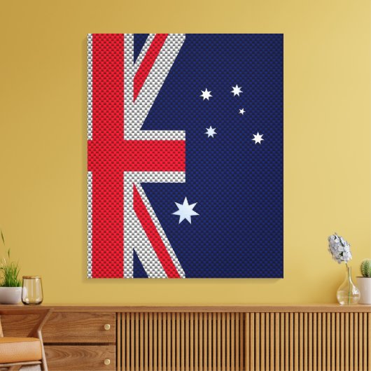 Australische vlag - Carbon Fibre Chrome Style Canvas Afdruk (Insitu (Woonkamer))