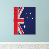 Australische vlag - Carbon Fibre Chrome Style Canvas Afdruk (Insitu (Houten vloer))