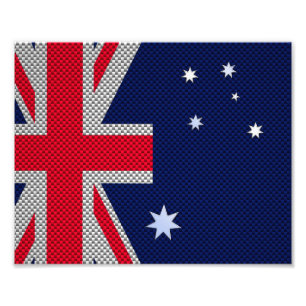 Australische vlag - Carbon Fibre Chrome Style Foto Afdruk