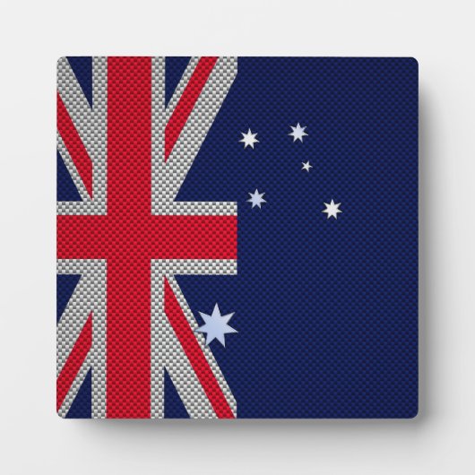 Australische vlag - Carbon Fibre Chrome Style Fotoplaat (Voorkant)