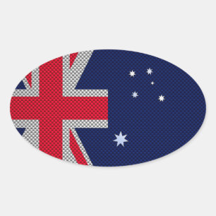 Australische vlag - Carbon Fibre Chrome Style Ovale Sticker