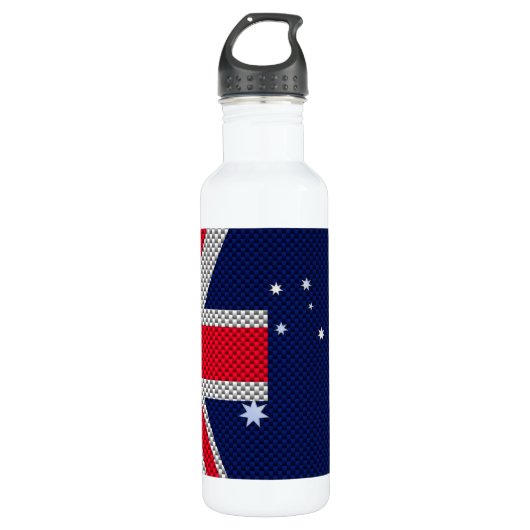 Australische vlag - Carbon Fibre Chrome Style Waterfles (Voorkant)