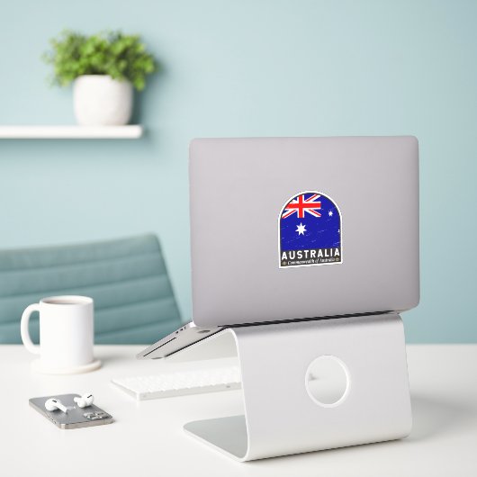 Australische vlag Embleem met vervorming Sticker (Laptop op bureau)