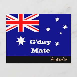 Australische vlag en G-day Mate reizen / Australië Briefkaart