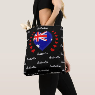 Australische vlag en hart, Aussie-mode/sport Tote Bag