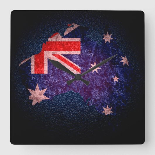 Australische vlag en kaart #2 vierkante klok (Voorkant)