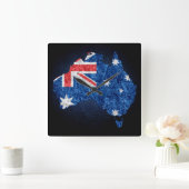 Australische vlag en kaart vierkante klok (Huis)