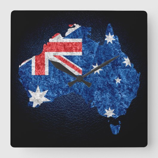 Australische vlag en kaart vierkante klok (Voorkant)