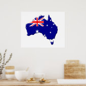 Australische vlag en landvorm poster (Keuken)