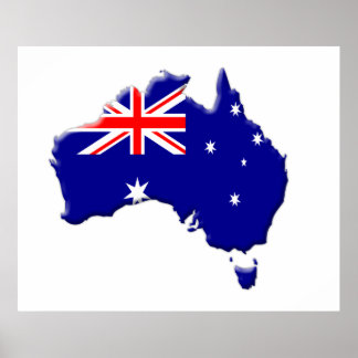 Australische vlag en landvorm poster