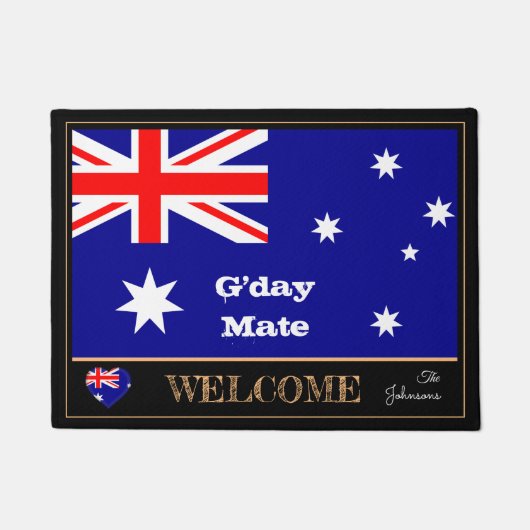 Australische vlag & G-day Mate mats/sport Welkom Deurmat (Voorkant)