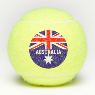 Australische vlag, gepersonaliseerde naam print 3  tennisballen