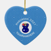 Australische vlag Hanukkah Angel Naam Jaar Hart Keramisch Ornament (Achterkant)