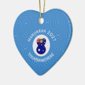 Australische vlag Hanukkah Angel Naam Jaar Hart Keramisch Ornament (Links)