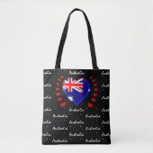 Australische vlag, hart, assie mode/sport tote bag (Voorkant)