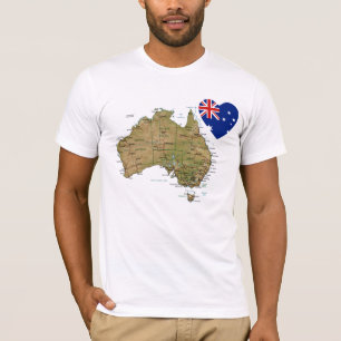Australische vlag — Hart en kaart T-Shirt