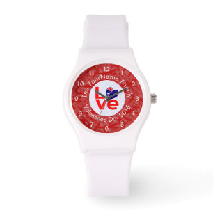 Australische Vlag Hart LIEFDE Rood Gepersonaliseer Horloge