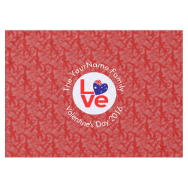 Australische Vlag Hart LIEFDE Rood Gepersonaliseer Tafelkleed