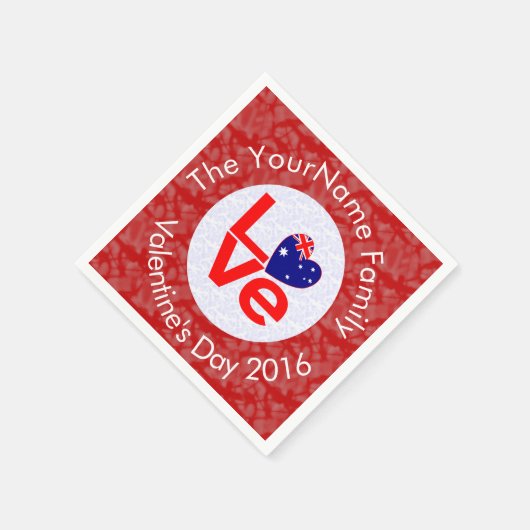 Australische Vlag Hart Rood LIEFDE Servetten (Hoek)