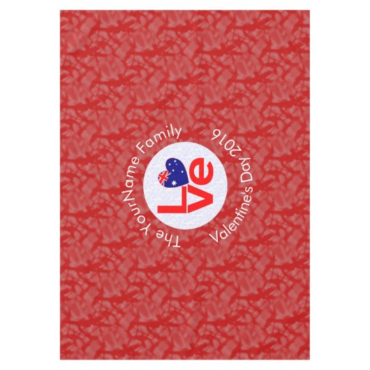 Australische Vlag Hart Rood LIEFDE Tafelkleed (Voorkant)
