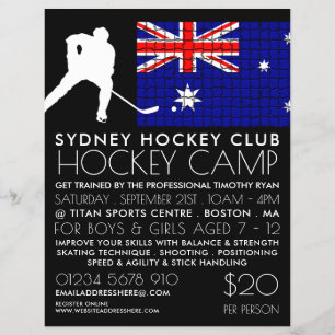 Australische vlag, Hockey Player, Camp Adverteren Flyer