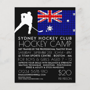 Australische vlag, Hockey Player, Camp Adverteren Flyer
