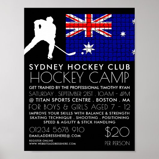 Australische vlag, Hockey Player, Camp Adverteren Poster (Voorkant)