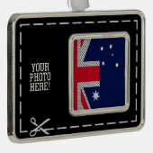 Australische vlag in de stijl van de koolstofvezel verzilverd omlijst ornament (Rechts)