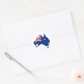 Australische vlag in de vorm van Australië Ronde Sticker (Envelop)