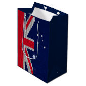 Australische vlag in koolstofchroomstijlen medium cadeauzakje (Voorkant Gekanteld)