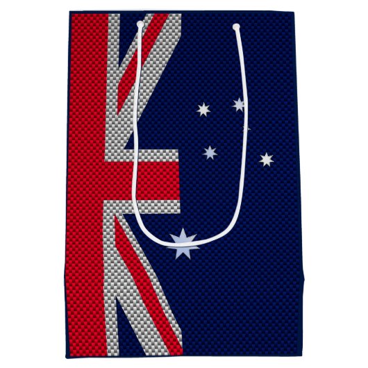 Australische vlag in koolstofchroomstijlen medium cadeauzakje (Achterkant)