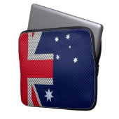 Australische vlag in koolstofvezel chroomstijl laptop sleeve (Voorkant Links)