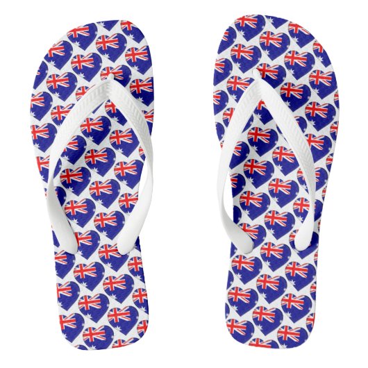 Australische vlag kleuren harten patroon patriotti teenslippers (Voetbed)
