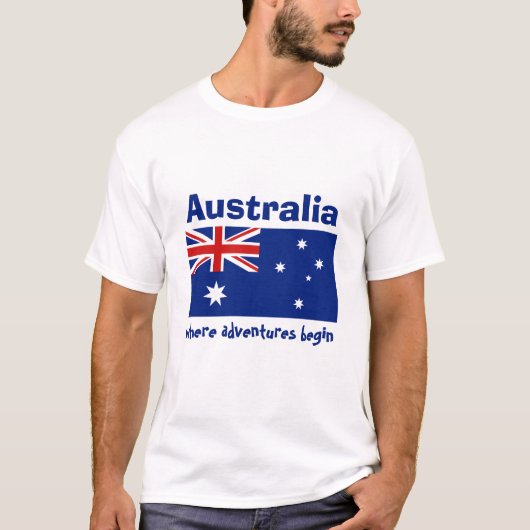 Australische vlag + Map + Tekst T-Shirt (Voorkant)