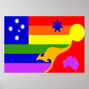 Australische vlag met een GLBT-Pride Poster