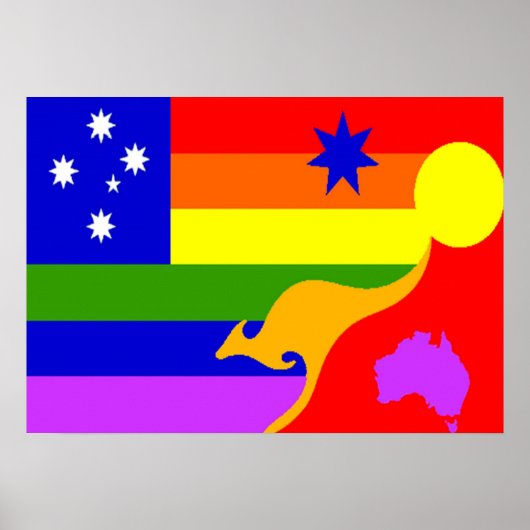 Australische vlag met een GLBT-Pride Poster (Voorkant)