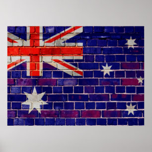 Australische vlag op een muur poster