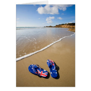Australische vlag op strand   Zuid-Wales