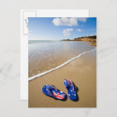 Australische vlag op strand | Zuid-Wales Briefkaart (Voorkant / Achterkant)