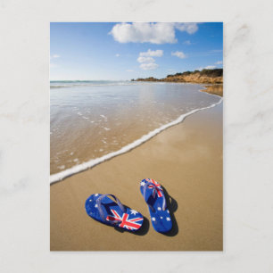 Australische vlag op strand   Zuid-Wales Briefkaart